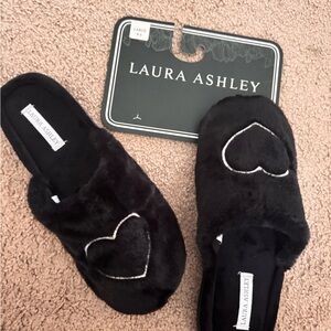 Laura Ashley Black Heart Slippers
